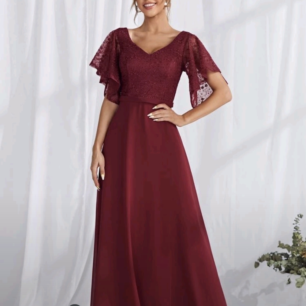 Size 4 (US) Shein Burgundy Formal Dress